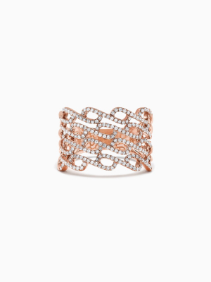 Effy Pave Rose 14k Rose Gold Diamond Ring, 0.52 Tcw