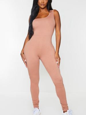 Shape Mocha Cotton One Shoulder Jumpsuit