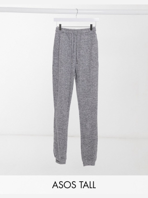 Asos Design Tall Supersoft Slim Leg Sweatpants In Gray Marl