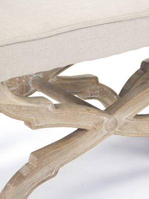 Zentique Crescenzo Bench In Natural Linen And Limed Grey Oak