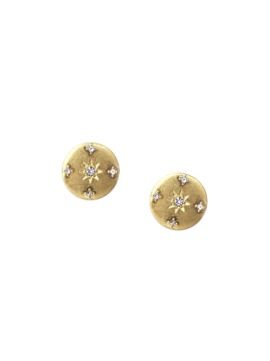 Pave Starburst Disc Earring