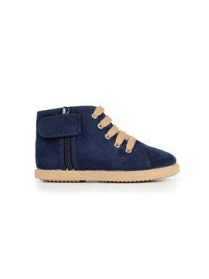 Childrenchic® Navy Suede Lace-up Mcalister Booties With Zipper