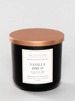 12oz Lidded Black Jar Candle Vanilla Birch - The Collection By Chesapeake Bay Candle