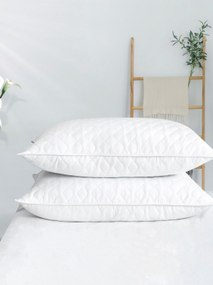 Puredown Quilted White Goose Down Feather Pillow