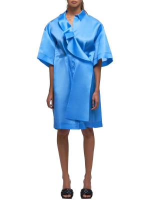 Ruffled-silk Oversized Shirtdress (pcr0025se1176-u4293-blue)