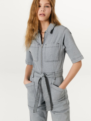 Bdg Blue Belted Jumpsuit