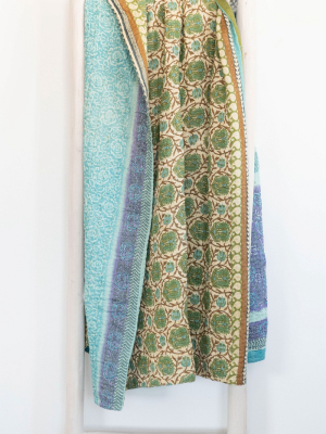 Connected Goods One-of-a-kind Kantha Quilted Throw Blanket No. 02883