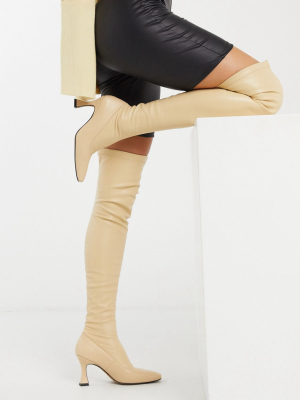 Asos Design Keisha Premium Stretch Over-the-knee Boots With Novel Heel