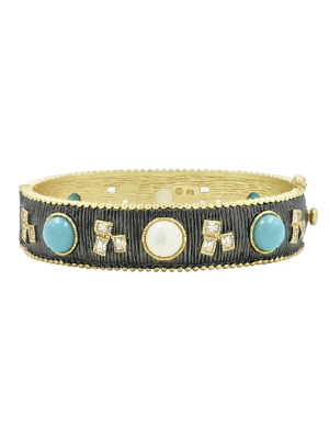 Bricked Lapis Hinge Bangle