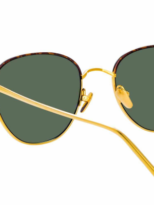 The Raif | Square Sunglasses In Green / Yellow Gold Frame (c19)