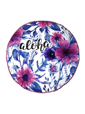 Roundie Aloha Printed Beach Towel Pink/blue - Peach & Oak