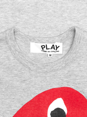 Comme Des Garcons Play Sideways Logo L/s Tee - Grey