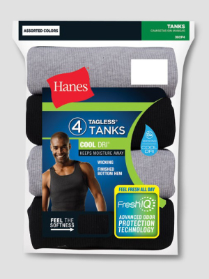 Hanes® Men's 4pk Tanks With Fresh Iq - Black/gray