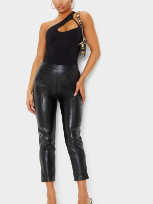 Daysha Black Cropped Faux Leather Pants