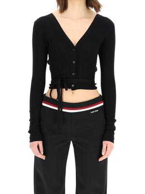 Miu Miu Lace-up Cropped Cardigan