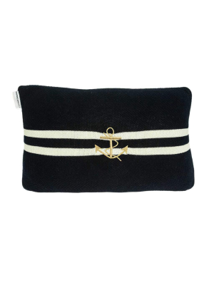 Black And Gold Anchor Decorative Pillow