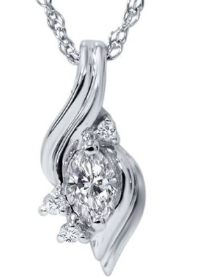 Pompeii3 1/5ct Marquise Fancy Diamond Solitaire Accent Pendant 14k White Gold