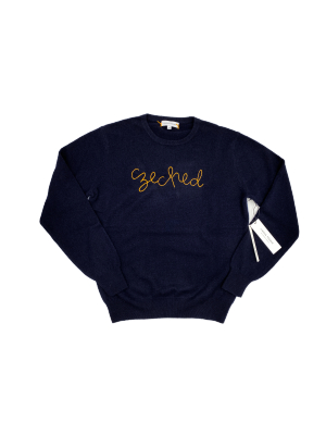 Men's Navy Czeched Cashmere Sweater