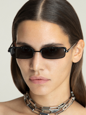 The Attico Dana Rectangular Sunglasses In Black