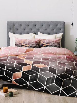 Elisabeth Fredriksson Gradient Cubes Comforter Set Pink - Deny Designs