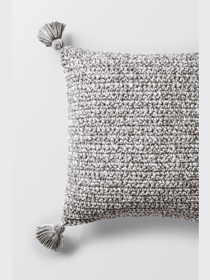 Coyuchi Woven Tassel Organic Dec Pillow Cover