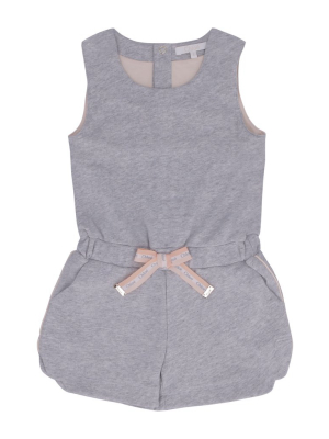 Chloé Kids Logo Bow Detail Sleeveless Playsuit