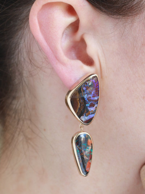 Double Drop Mismatched Boulder Opal Earrings