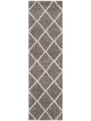 Hudson Shag Diamond Gray/ivory Runner Rug