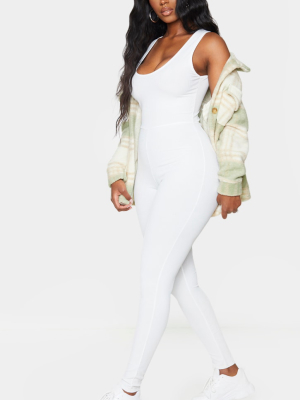 Shape Cream Ribbed Scoop Neck Jumpsuit