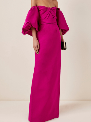 Off-the-shoulder Silk Taffeta Maxi Dress