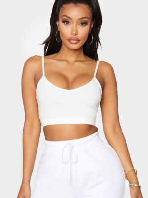 Shape White Cotton Strappy Crop Top