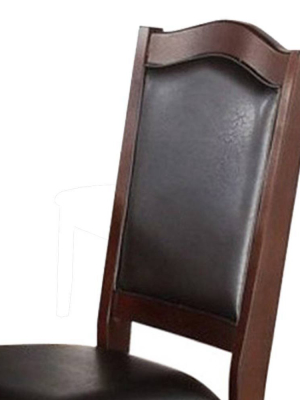 Set Of 2 Contemporary Rubber Wood Dining Chair Brown/black - Benzara