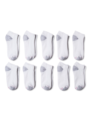 Hanes Women's Cushioned 10pk Low Cut Socks - White 5-9