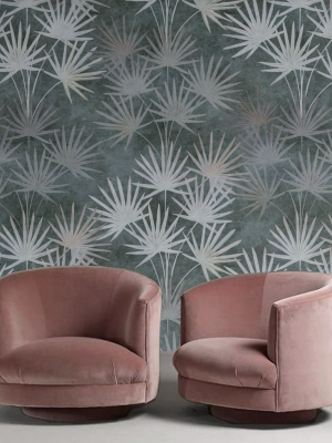 Oriental Palm Wallpaper (two Roll Set) In Charcoal By Bethany Linz For Milton & King