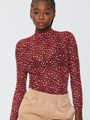 Sheer Spotted Print Top