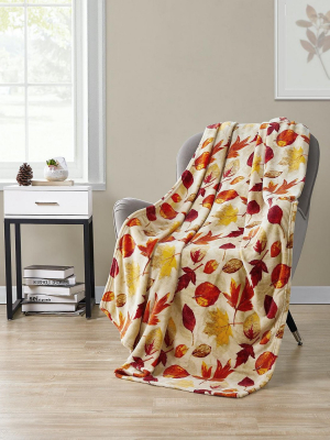 Kate Aurora Living Rustic Autumn Leaves Ultra Soft & Plush Throw Blanket Cover