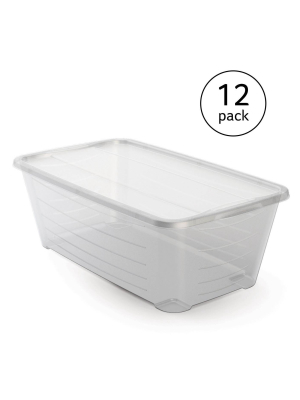 Life Story 6q Rectangular Clear Plastic Protective Storage Shoe Box (12 Pack)