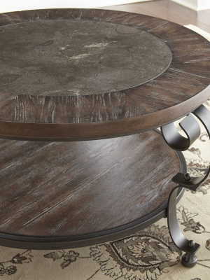 Mulberry Round Cocktail Table Distressed Wood And Metal - Steve Silver