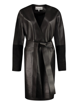 Loewe Collarless Belted Coat