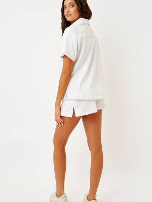 Coco Terry Button Up Shirt - White