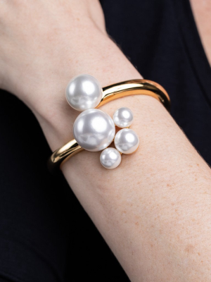 Pearl Cluster Hinged Bracelet