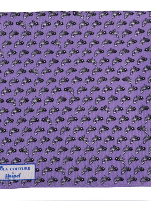 Limited Edition Nola Couture X Haspel Lavendar Catfish Print Pocket Square - O/s