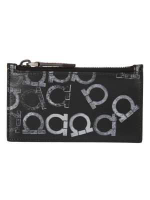 Salvatore Ferragamo Gancini Logo Print Card Holder