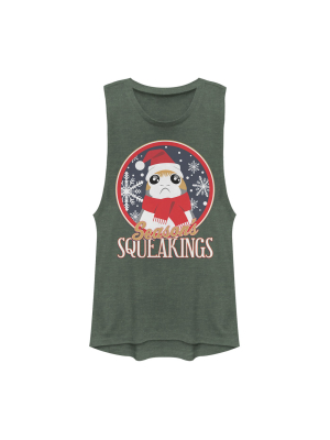 Junior's Star Wars The Last Jedi Season Squeakings Porg Festival Muscle Tee