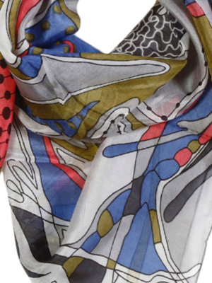 Torino Silk Scarf  - Grey/ Multi Color