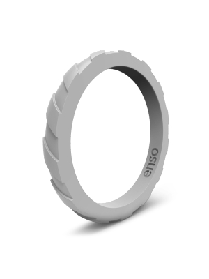 Treaded Stackable Silicone Ring - Misty Grey