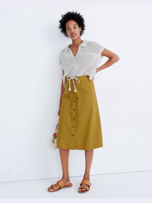 Tie-waist Utility Midi Skirt