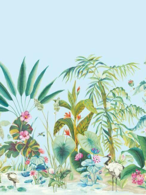 Tropical Panoramic Wall Mural In Blue From The Murals Resource Library By York Wallcoverings