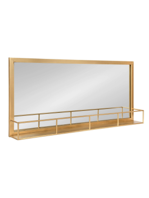 18" X 40" Jackson Metal Frame Mirror With Shelf Gold - Kate And Laurel