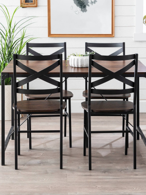 5pc Angle Iron Dining Set With Back Chairs - Saracina Home